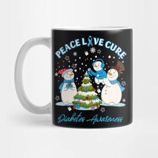 Peace Love Cure Type 1 Diabetes Awareness Chirstmas Gift Mug